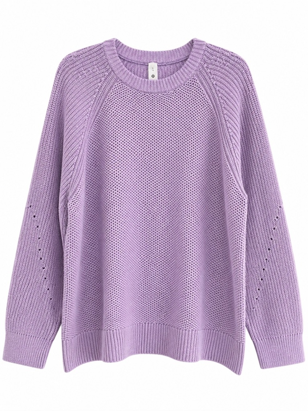 Lululemon Chunky Knit Crewneck Sweater XL Lavender Purple Cotton Blend W3HEIS
